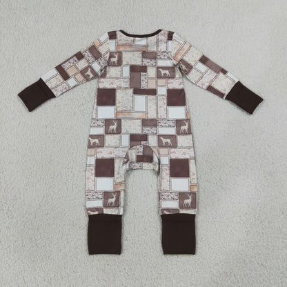 Sibling Baby Boys Deer Ducks Camo Checked Hunting Zip Rompers Blanket