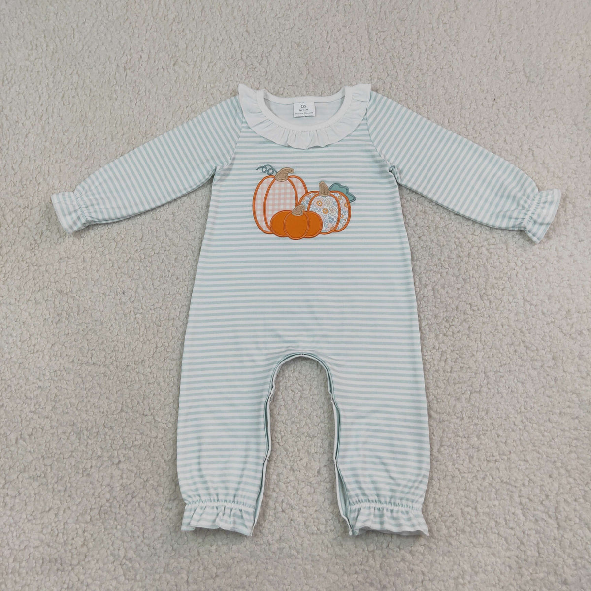 Sibling Baby Girls Long Sleeves Embroidery Turkey Pumpkins Deer Fall Ruffle Pant Rompers