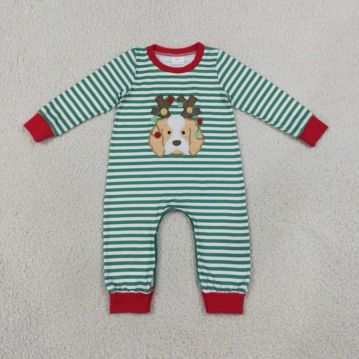 Sibling Baby Kids Embroidery Lights Dogs Christmas Stripe Clothes Set Rompers