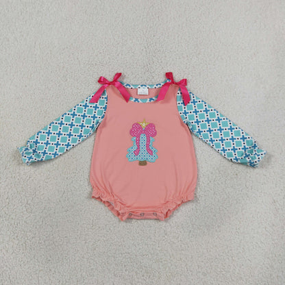Sibling Baby Girls Embroidery Bow Trees Top Bell Bottom Pant Christmas Clothes Set Rompers