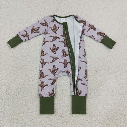 Sibling Baby Boys Camo Ducks Plaid Pant Hunting Pajamas Sets Zip Romper Pant Blanked