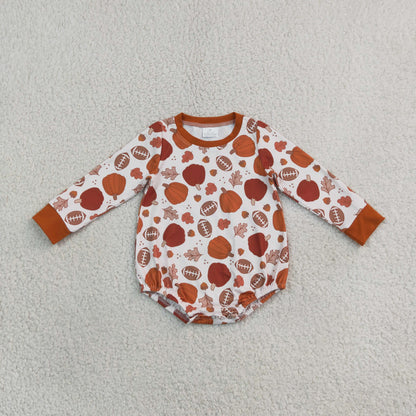 Sibling Baby Boys Pumpkins Footballs Fall Jogger Clothes Set Zip Pullover Rompers