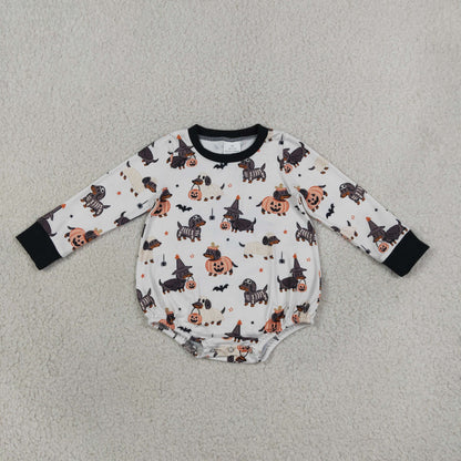 Sibling Baby Boys Ghosts Pumpkins Dogs Halloween Pullover Top Pajamas Set Rompers