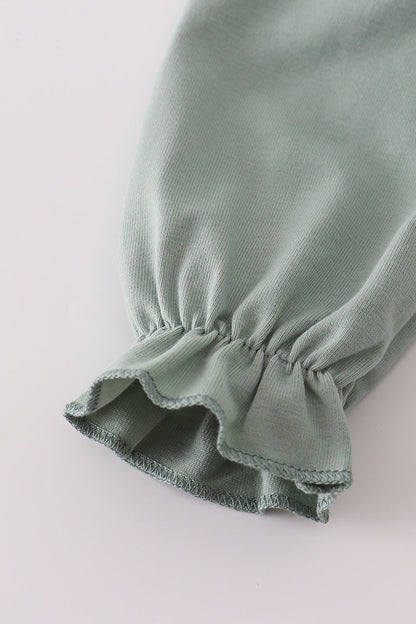 Sage turkey french knot ruffle bubble