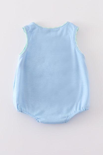 Blue tractor embroidery boy bubble