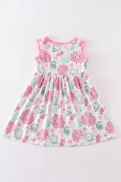 Pink Shell Embroidered Dress