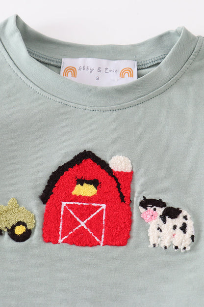 Green Farm French Knot Shorts Set