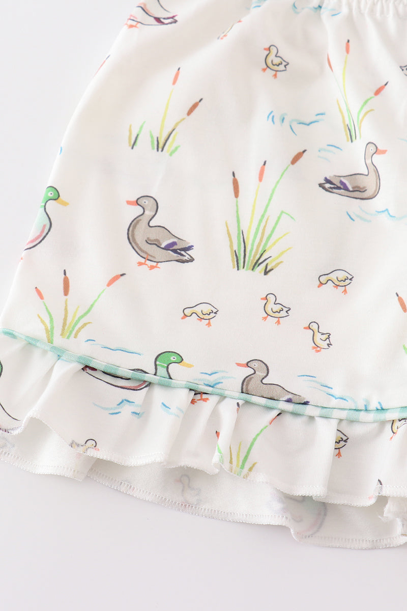 Sage duck girl pajamas set