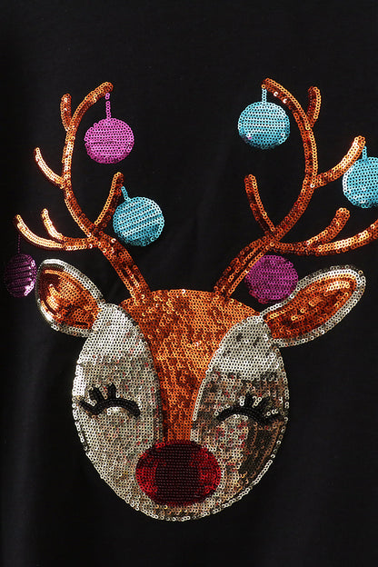 Black reindeer sequin mom&me sweatshirt