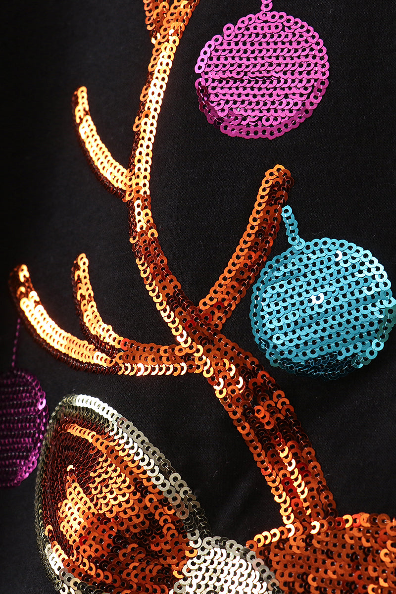 Black reindeer sequin mom&me sweatshirt