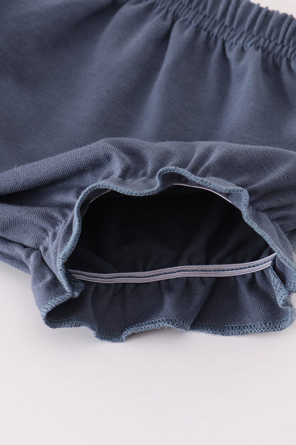 Navy stripe deer embroidery bloomer set