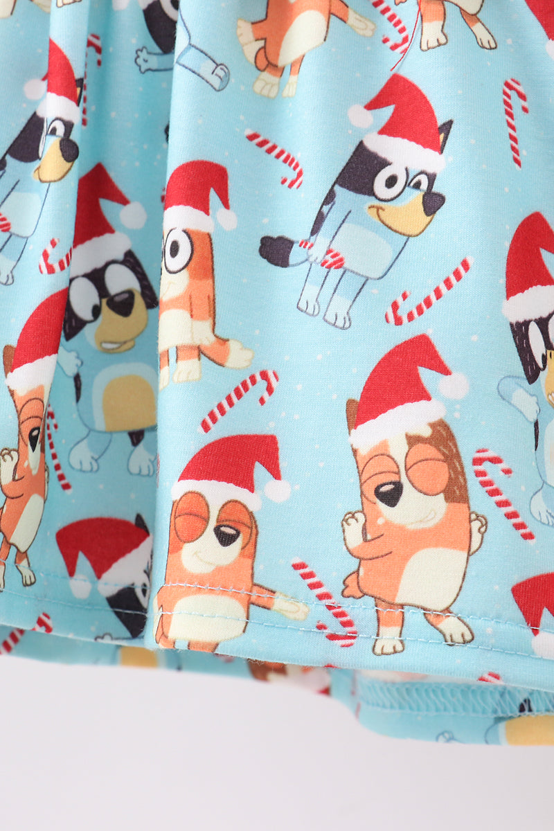 Blue christmas character print bloomer set