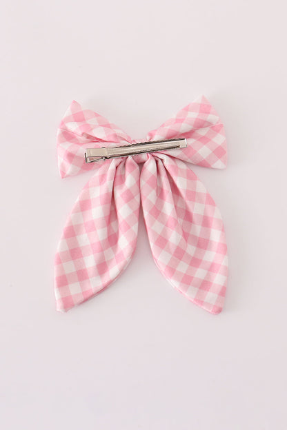 Pink gingham sailor bow
