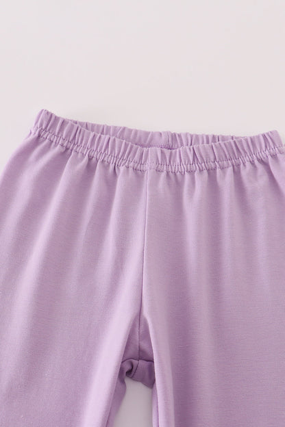 Purple ballet shoes embroidery stripe pants set