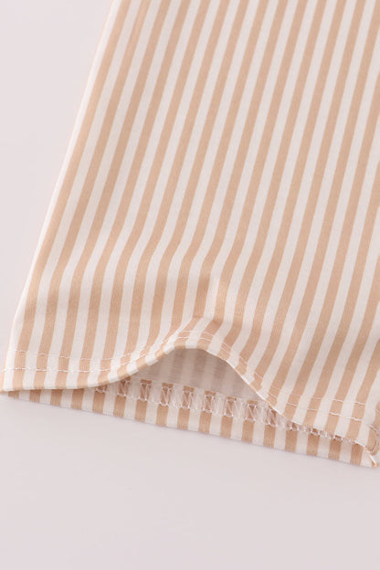 Khaki deer embroidery stripe pants set