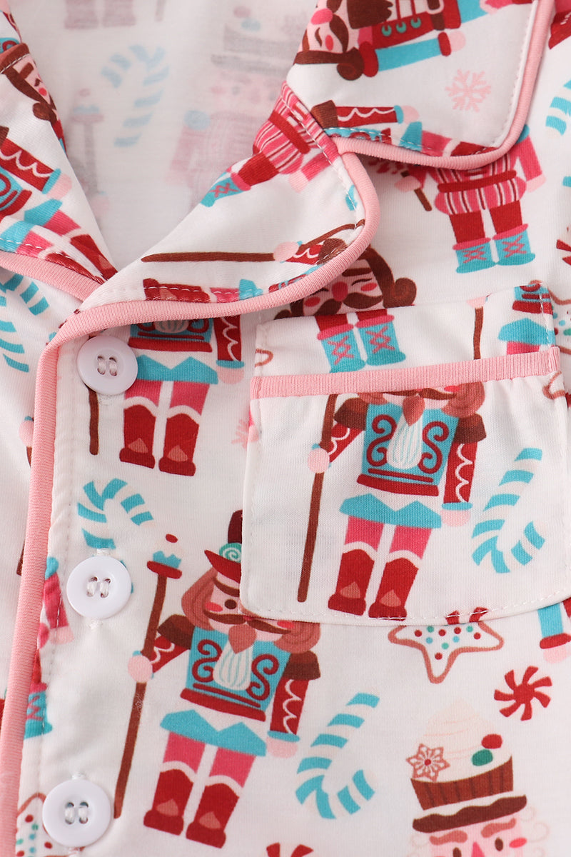 Christmas nutcracker print ruffle pajamas set