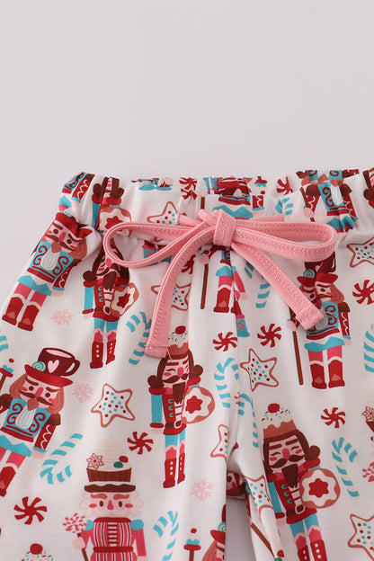Christmas nutcracker print ruffle pajamas set
