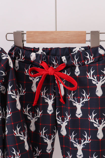 Navy deer print pajamas set