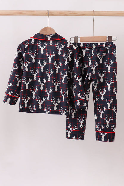 Navy deer print pajamas set