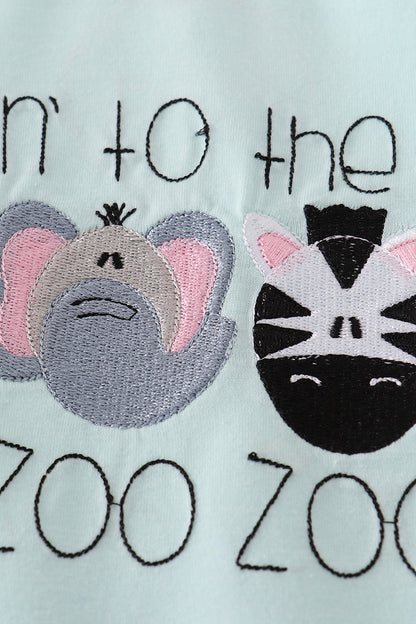 Blue GOIN TO THE ZOO embroidery top