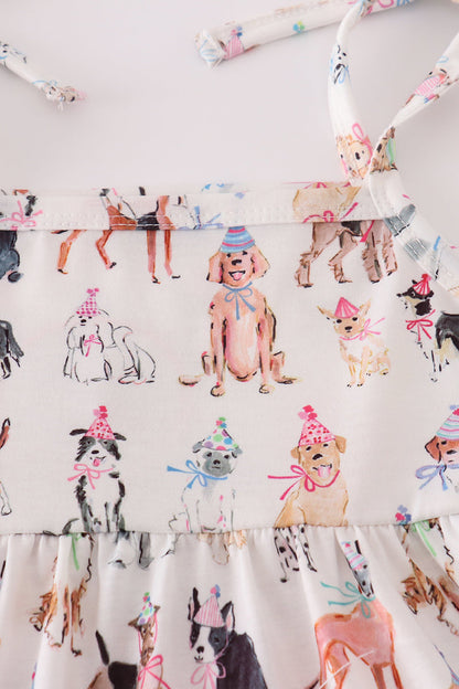 Pink party puppy print set