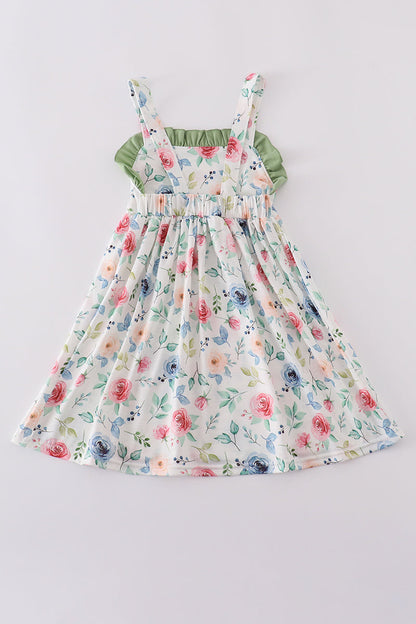 Green garden rose dress