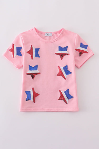 Pink star sequin mom&me top