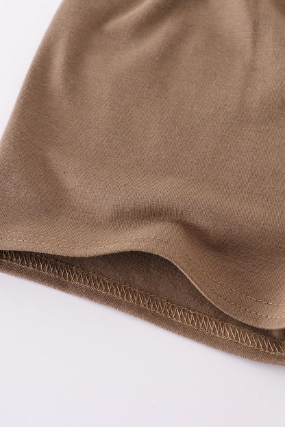 Brown three deers embroidery shorts set