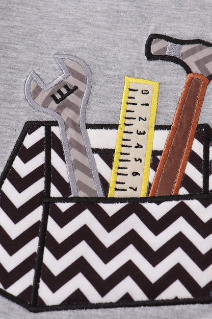 Gray tool box applique shorts set