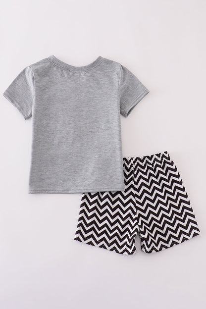 Gray tool box applique shorts set