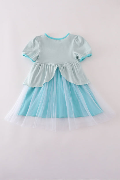 Sky princess embroidery ruffle dress