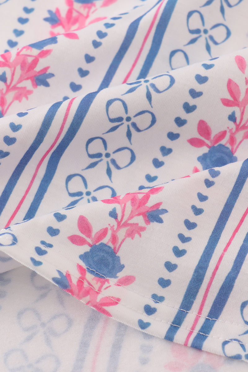 Blue bow embroidery dress