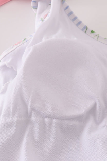 Floral stripe bow swimsuit -Adult UPF50+