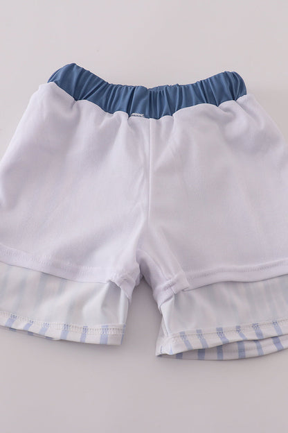Blue stripe boy swim trunks UPF50+