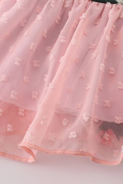 Pink floral swiss dot leotard