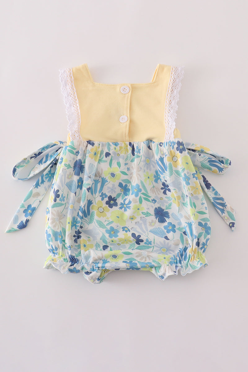 Yellow floral character applique bubble