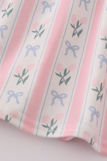 Pink Bow Embroidered Bow Bloomer Set