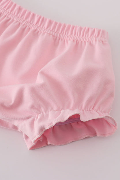 Pink Bow Embroidered Bow Bloomer Set