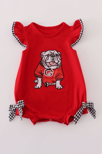 Red Georgia bulldog sequin bubble