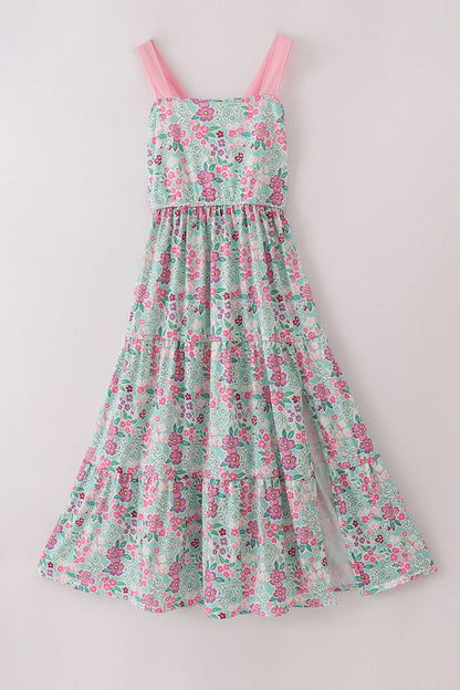 Green dream garden tiered mom dress
