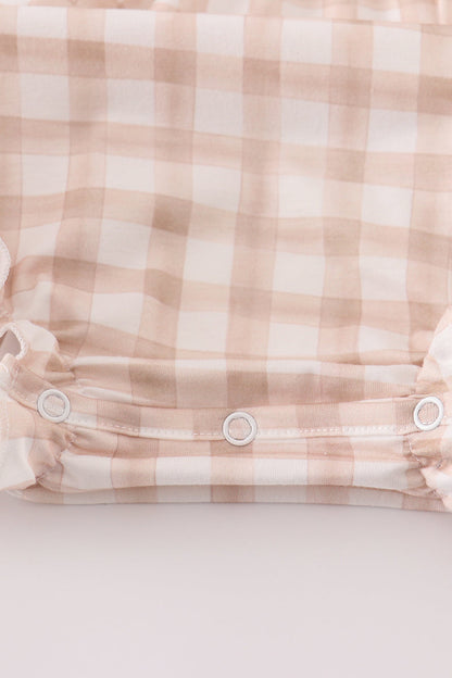 Beige puppy embroidery gingham bubble