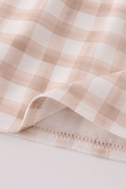 Beige puppy embroidery gingham dress