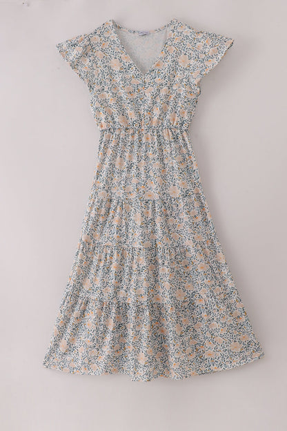 Fall floral print ruffle mom&me dress