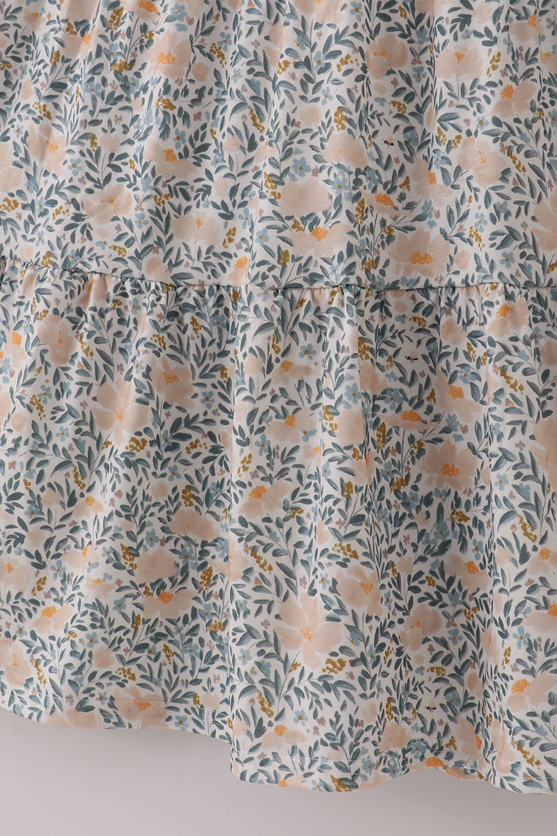 Fall floral print ruffle mom&me dress