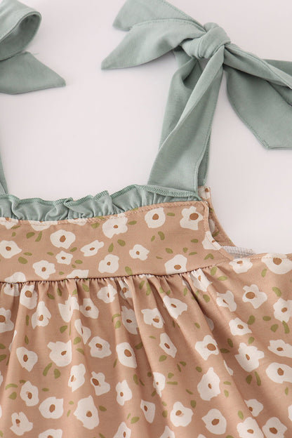 Mustard & mint floral print ruffle pants set