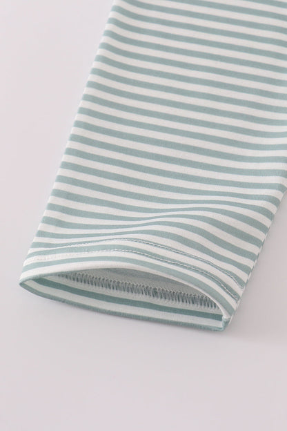 Sage stripe football french knot pants set