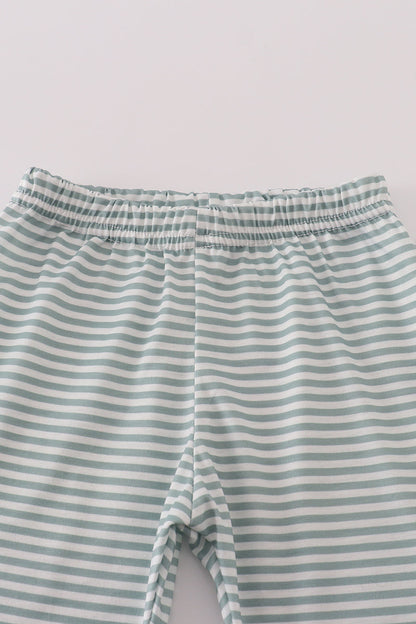 Sage stripe football french knot pants set