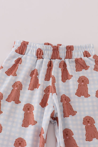 Pink puppy print pajamas set