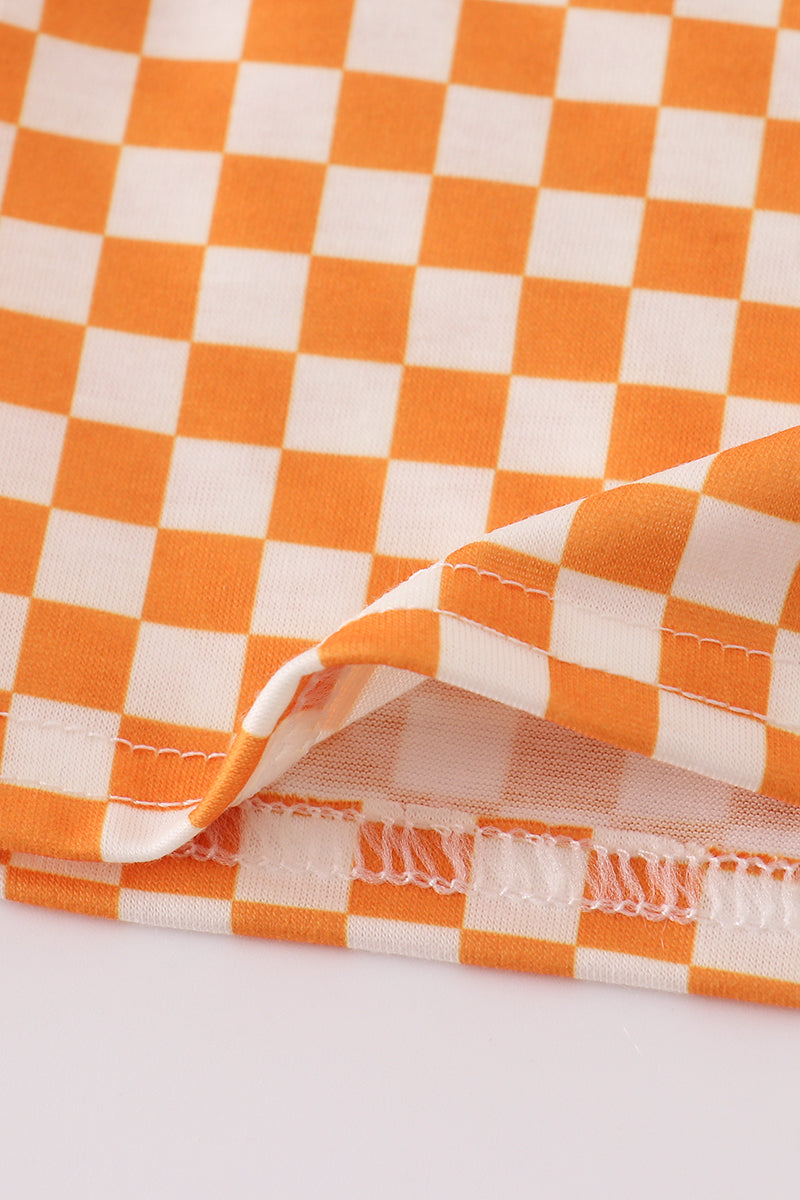 Orange Tennessee go vols embroidery checkered top