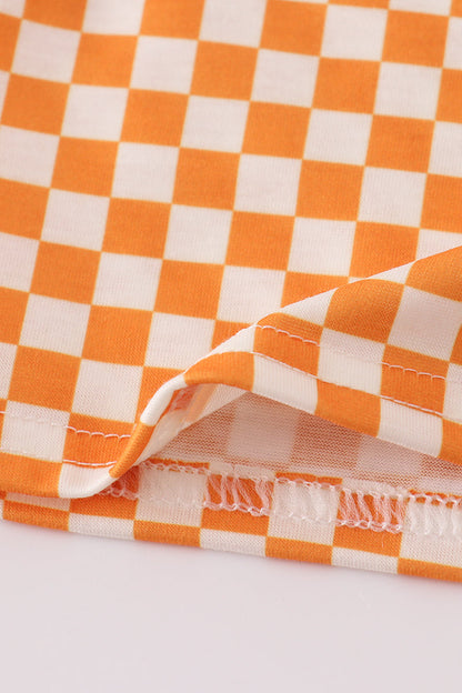 Orange Tennessee go vols embroidery checkered top